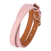 simple fashion women hand jewelry pink leather bracelet golden rose gold alloy buckle multilayer wrap bracelets sp0587