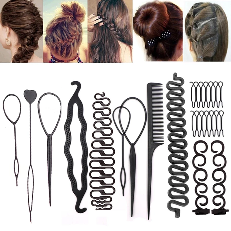 

Multi Style DIY Hairstyle Tools Women Donut Hair Bun Maker Braiding Twist Hair Clip Disk Pull Hairpins Hair Accessories Tools