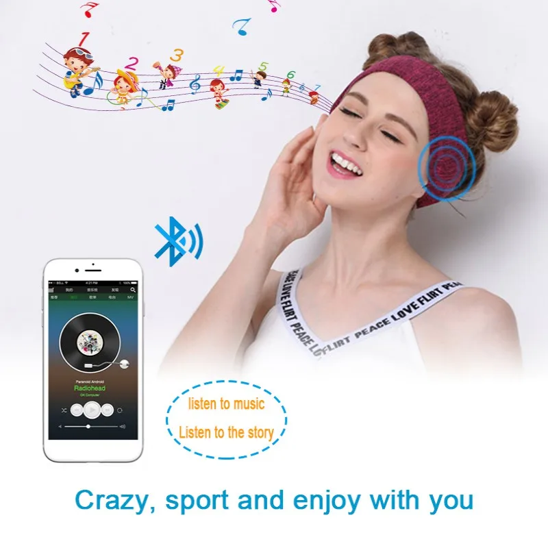 Wireless Bluetooth 5.0 Music Headband Stereo Headwear Headphone Running Earphone Sleep Headset Sports Sleeping Headbands | Электроника