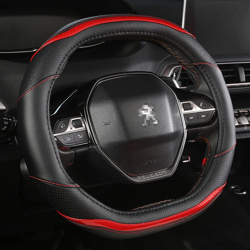 

PU Leather Auto Accessories interior For Peugeot 3008 4008 5008 Car Steering Wheel Cover Carbon Fibre