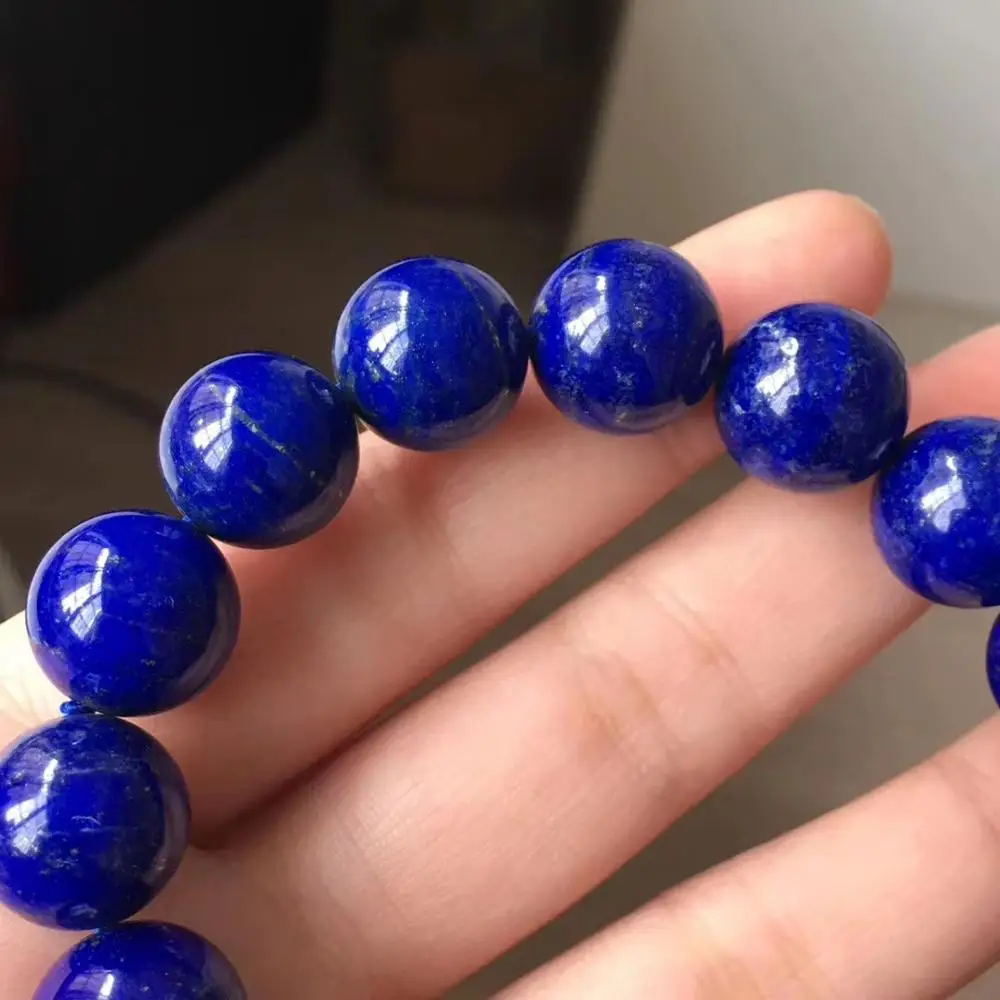 Браслет из натурального лазурита драгоценные камни круглые бусины 14 мм