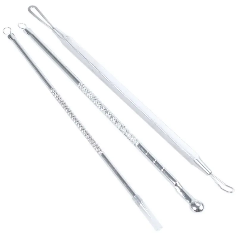 

Stainless Steel Blackhead Pickel Spot Extractor Remover Tool Kit 3Pcs Set Retail