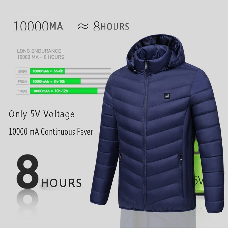 Мужские и женские хлопковые куртки с подогревом USB умный электрический пуховик