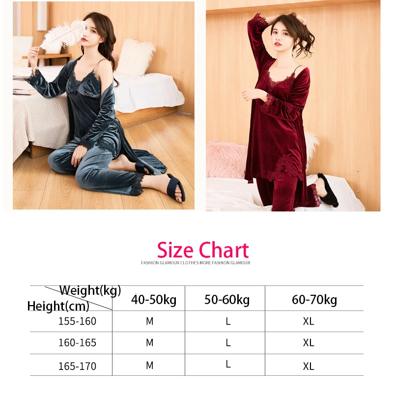 домашняя одежда для женщин Золотые бархатные пижамы 4 предмета весенний костюм