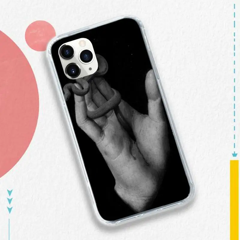 

Hand Snake Flower animal shell Phone Case for iPhone 11 12 pro XS MAX 8 7 6 6S Plus X 5S SE 2020 XR