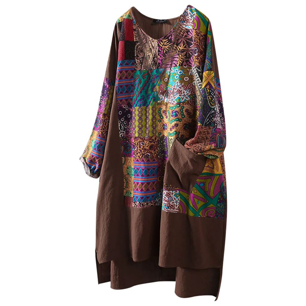 5xl размера плюс женская блузка с длинным рукавом модная Цветочная хлопковая