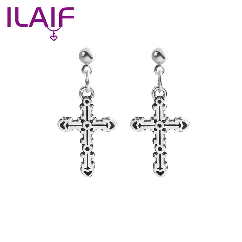 

Street Dress Up Hip-Hop Style Cross Earrings Men And Women Fashion Personality Net Red Metal Earrings Party Wear Accessories