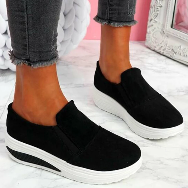 

Sneakers Women Shoes Flats Slip On Ladies Vulcanized Shoes Solid Color Platform Tenis Feminino Comfort Loafers Mujer Zapatos New