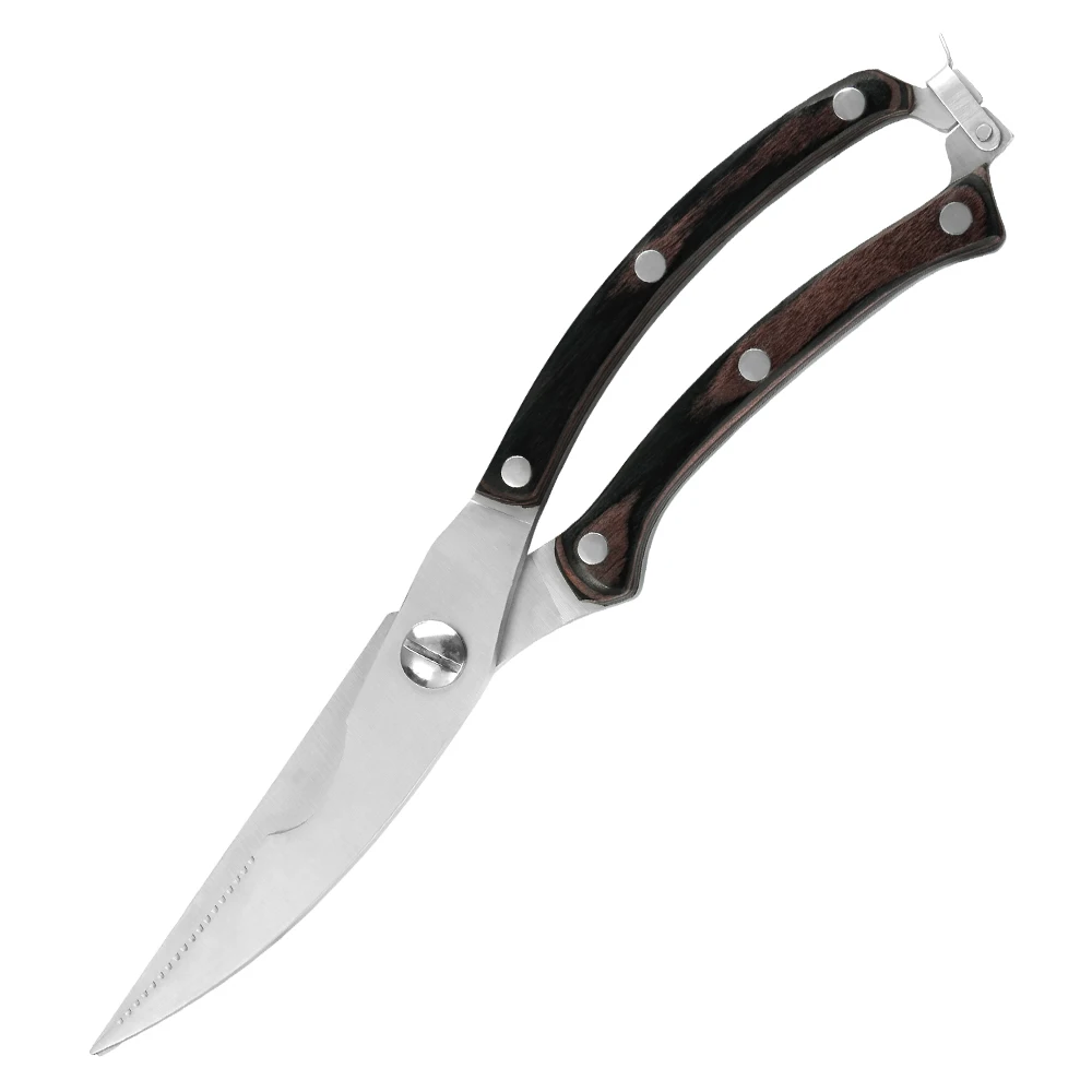 Brown Handle Sowoll 3Cr14 кухонный резак из нержавеющей стали надувной цыпленок сдвиг с цветной деревянной ручкой использовать для птицы мясо рыба кухонный инструмент - Цвет: Brown Handle