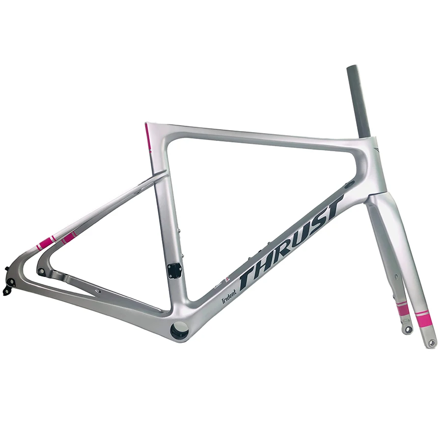 Silver Pink THRUST NEW T1000 Silver Pink Disc brake Super light carbon road frame bike accessories UD Glossy/Matte 2 years warranty - Цвет: Silver Pink