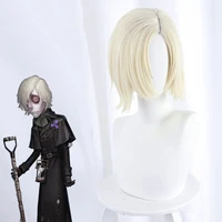 hot game identity v tomb keeper andrew kress cospaly wigs light gold short synthetic hair halloween party carnival costume wig