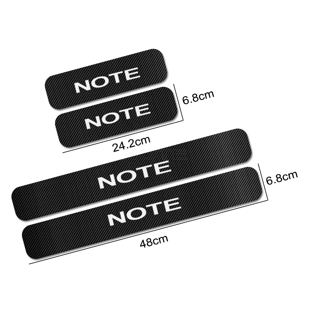 

4Pcs Car Door Sill Plate Stickers For NISSAN ALTIMA JUKE LEAF MAXIMA MICRA NOTE PATHFINDER Threshold Protector Decals Tuning
