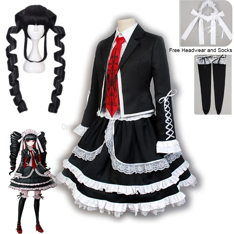 Yasuhiro Taeko Cosplay Costume Danganronpa Celestia Ludenberg Wigs Woman Lolita Uniform Skirt Halloween Party Dress