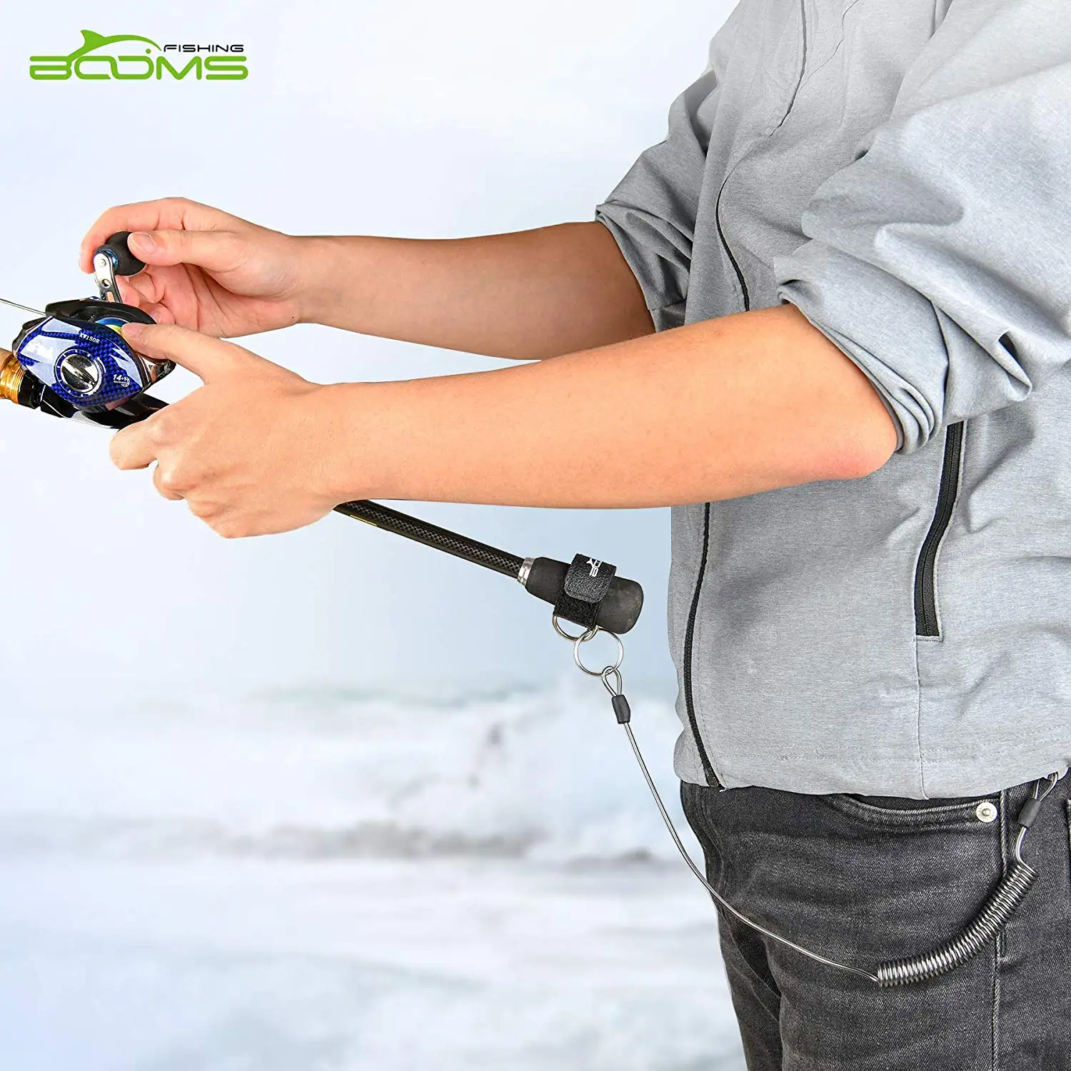 Booms Fishing T01 Coiled Lanyards Carabiner Clip with Rod Straps for and Landing Net | Спорт и развлечения