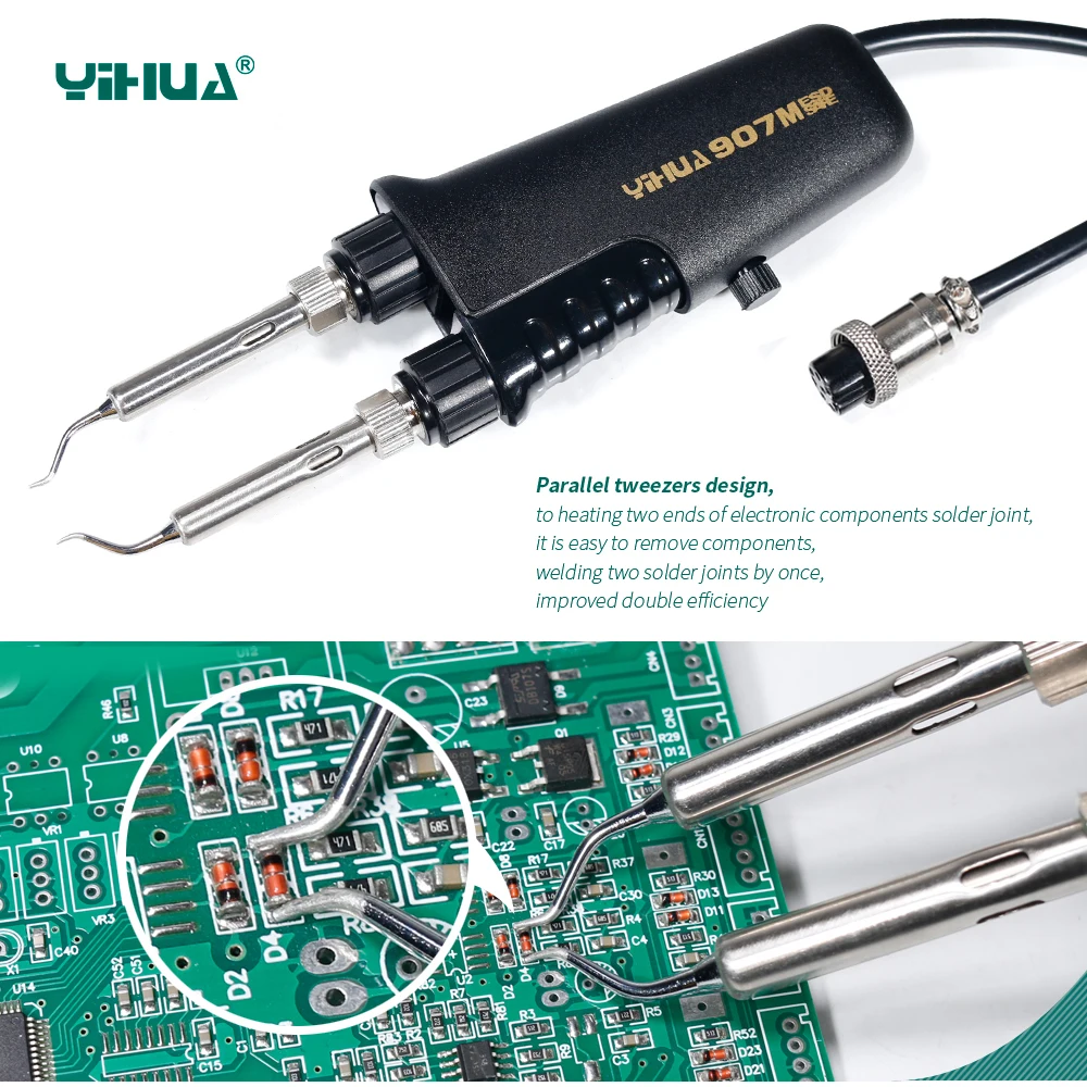 Паяльник Yihua 907M SMD, паяльник, пинцет для YIHUA938D 938BD + металлический нагревательный сердечник, двойной пинцет (art.: 3920b56587ff3) - 3920b56587ff3