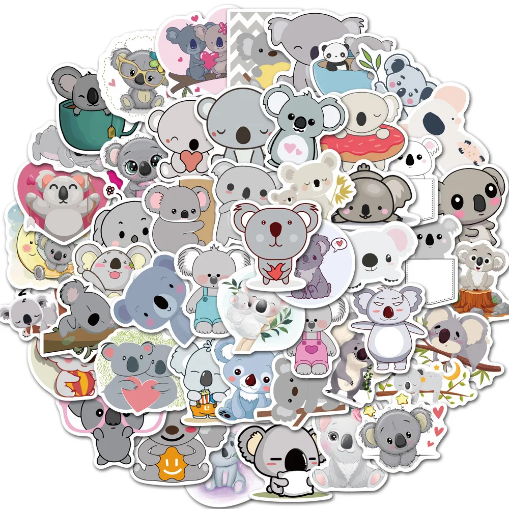 

10/50/100Pcs/Lot Cartoon Stickers Cute Koala Doodle For Laptop Skateboard Waterproof PVC Stationery Decorative Kids Gift Sticker