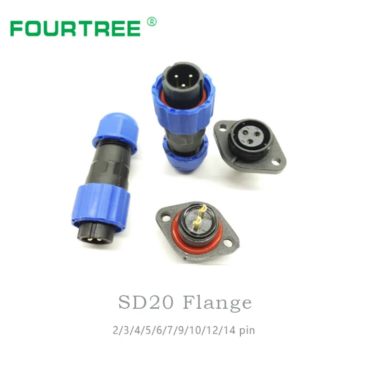 SD20 IP68 Водонепроницаемый фланцевый штекер авиационный разъем Панельное