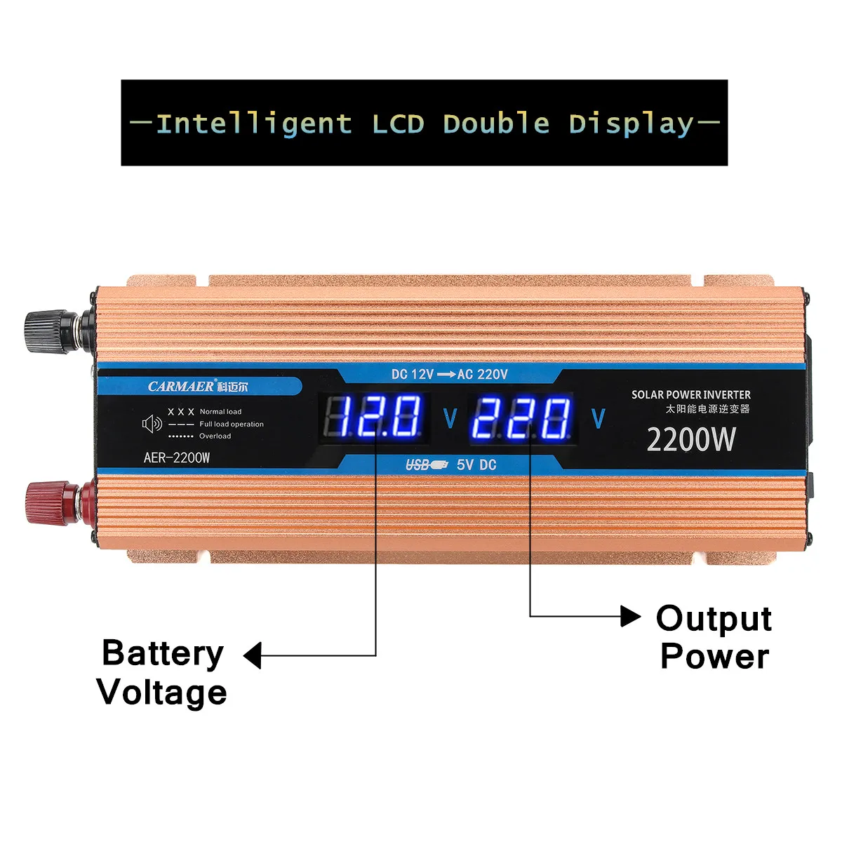 Инвертор 500/1200/2200 Вт AC/DC 12 V/AC 220V умная двойная ЖК-дисплей Дисплей Напряжение трансформатор Синусоидальная волна Мощность автомобильный инвертирующий усилитель Мощность