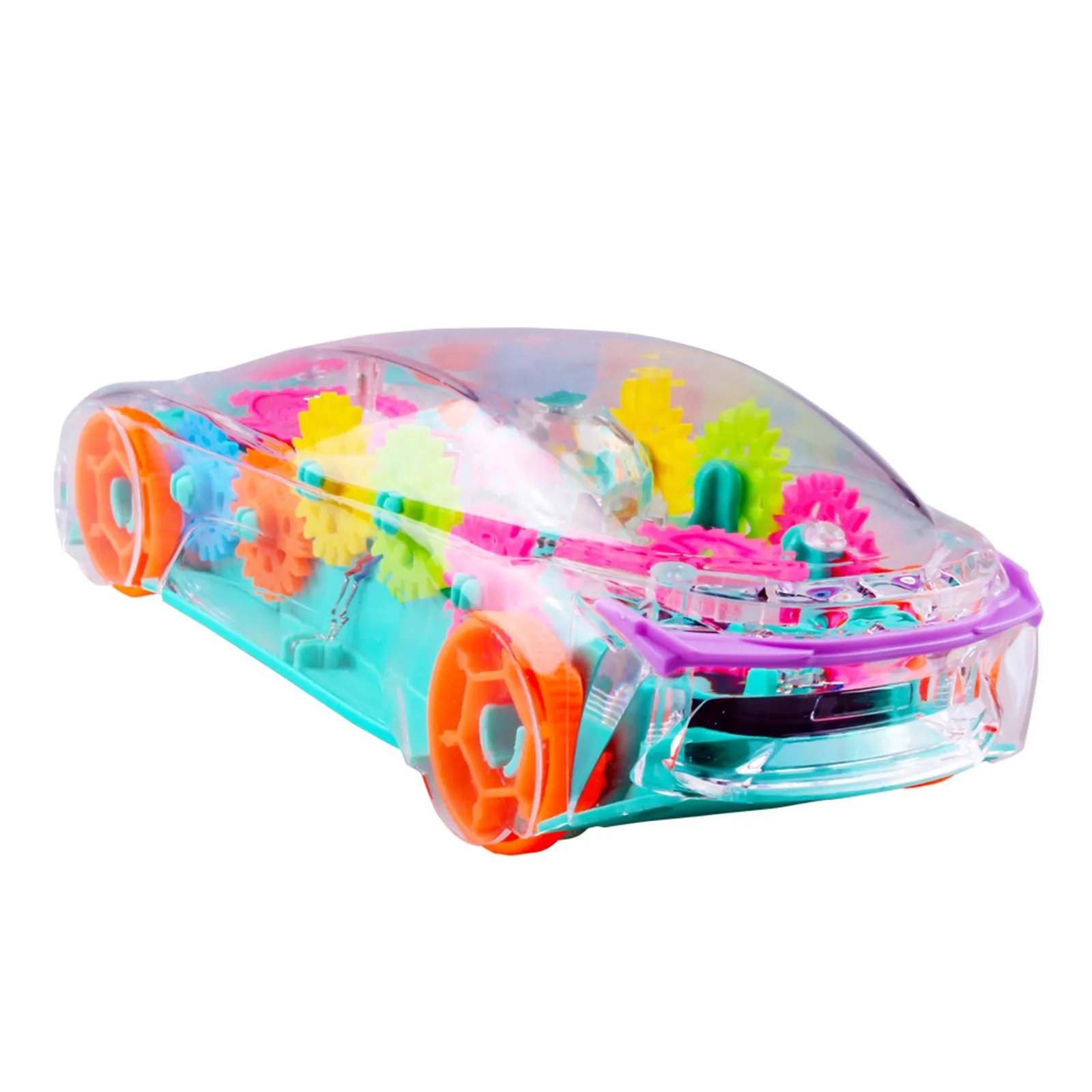 

In Stock! Children's Toy Car Electric Transparent Car Kids Boys Girls 360 Rotation Universal Wheel Gear Car With Flashing