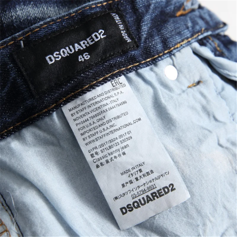 

dsquared2 brand European style men D2 Italy jeans pants Men Slim jeans denim trousers stripe blue hole Pencil Pants jeans for