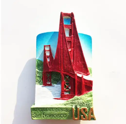 Мост с золотыми воротами Сан-Франциско Калифорния магнит на холодильник из смолы