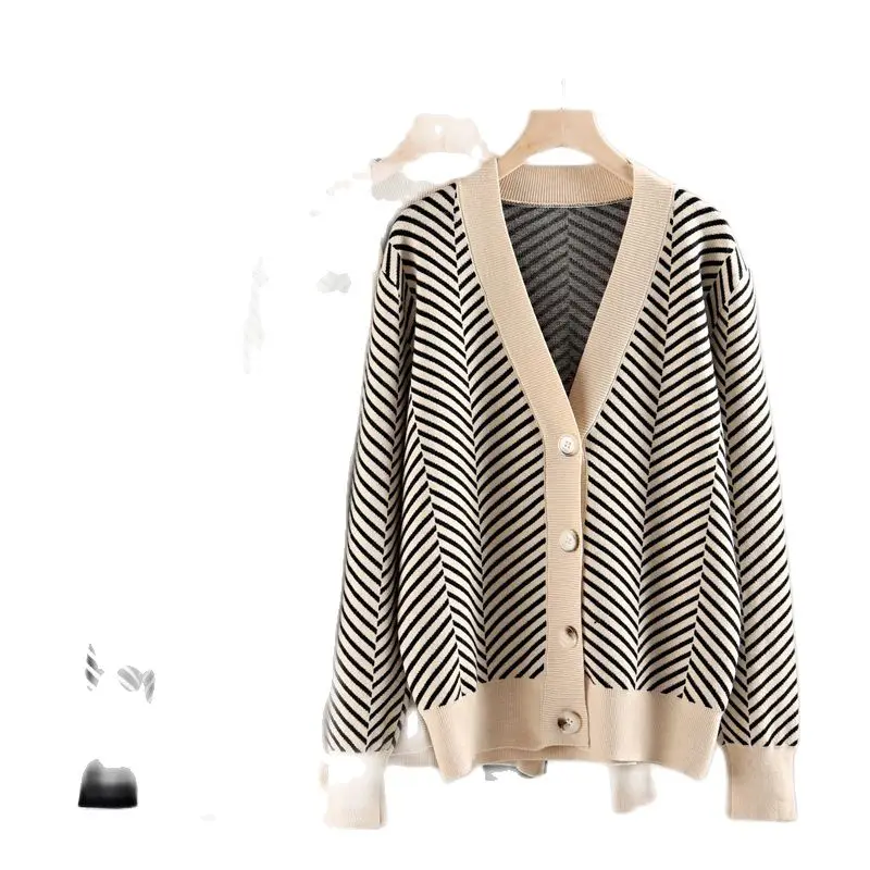 

2021Single Breasted V Neck Women Button Black Christmas Tree Cardigan Sweater Knitted Loose Oversized Jumper Top Jacket Coat