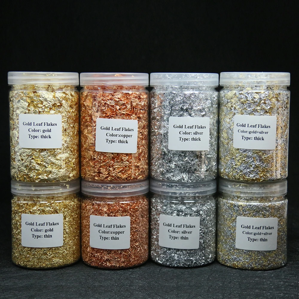 Хлопья с золотыми листьями для украшения ногтей керамическая роспись стеклянная