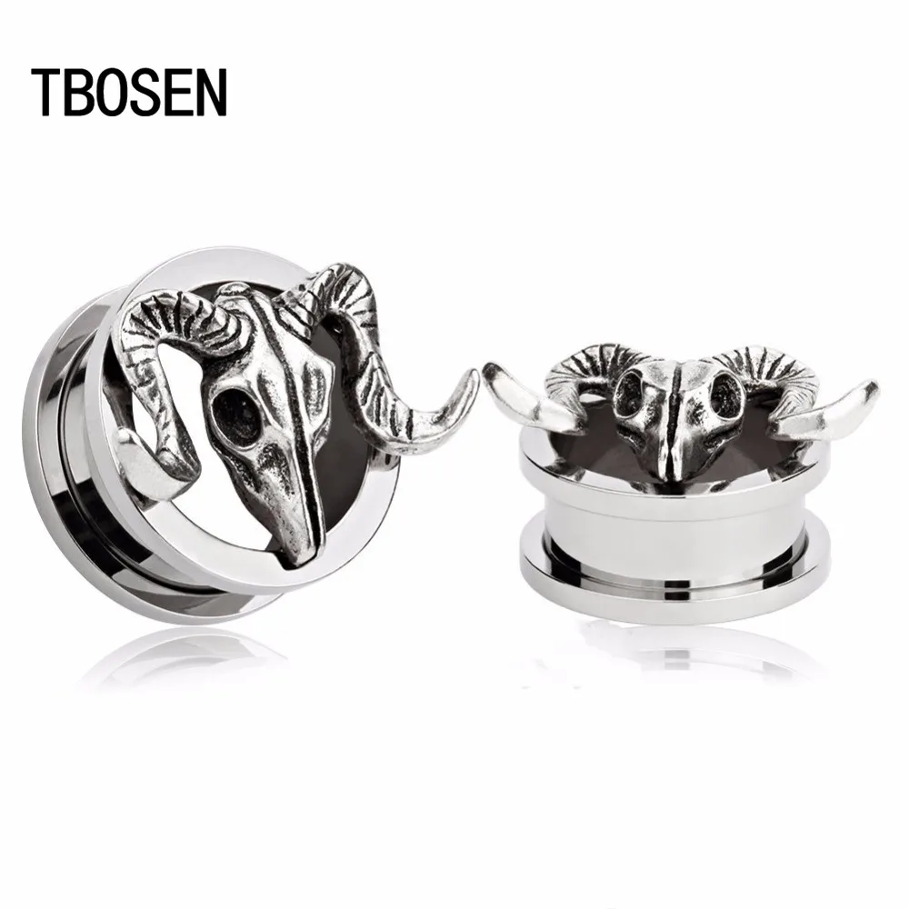 

TBOSEN Stainless Steel Studs Screw Ear Piercing Rings Plugs Tunnels Body Jewelry Gauges Earrings Fashion Gift For 2PCS 0G 00G