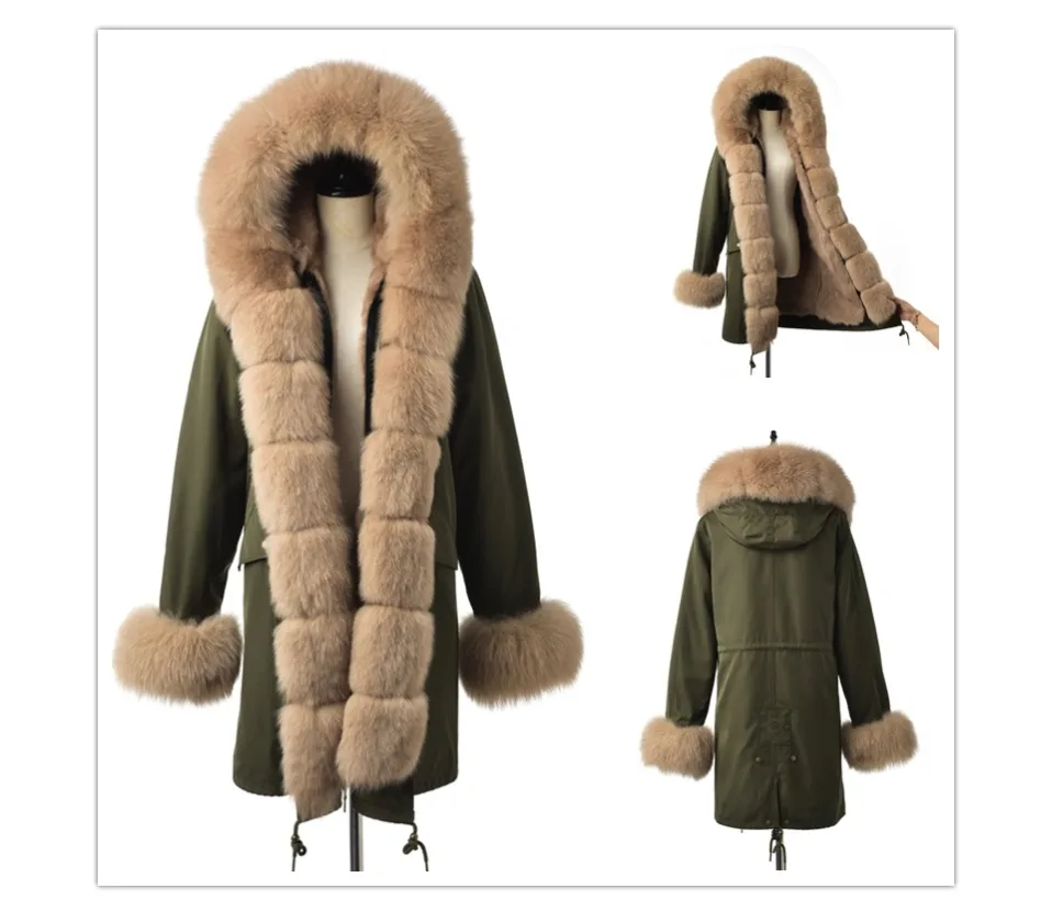 CKMORLS новые парки из натурального меха для женщин, зимняя куртка с меховым воротником, пальто из натурального Лисьего меха, Толстая теплая длинная верхняя одежда, модная парка