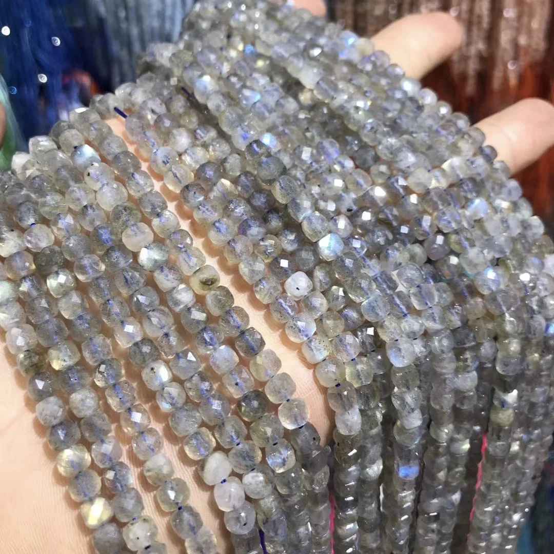 

Wholesale Natural Flash Labradorite Stone Beads 5x5mm Faceted Loose Beads For DIY Making Bracelet Necklace Jewelry Findings