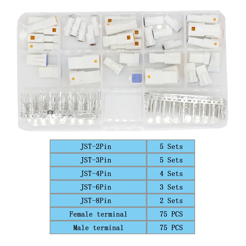 

JST-02R 19 Sets Automotive Connectors JST02R-JWPF-VSLE 2/3/4/6/8 Pin Waterproof Connectors Male and Female JST 02T 03R 04R 06R