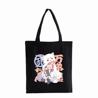 gintama anime shopper bag cute girl sakata gintoki kagura cartoon print canvas bag teenager students fashion shoulder tote bags