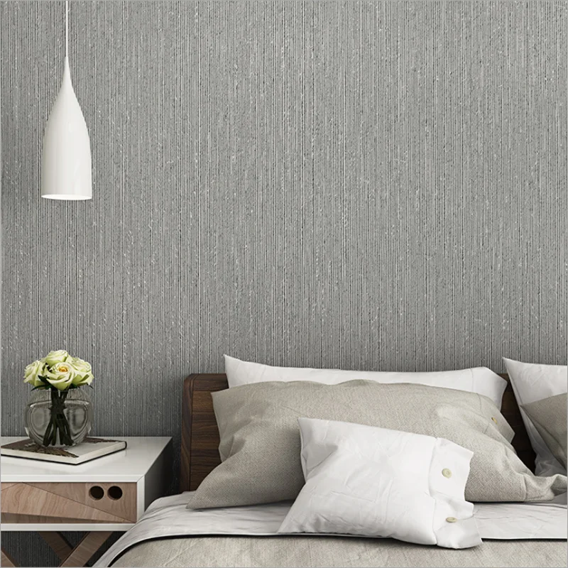Простые однотонные обои современные нетканые простые полосатые для спальни