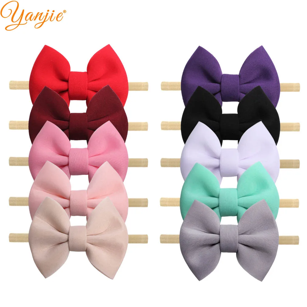 4 ''буфами на рукавах банты волосов нейлоновая повязка голову для девочек