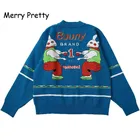 Женский Теплый вязаный пуловер Merry Pretty, толстый свитер с надписью кролик, вязаный пуловер, уникальный дизайн, зимние свитера высокого качества, Осень-зима