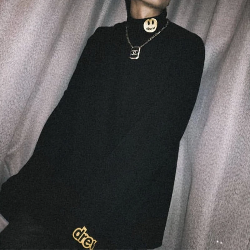 19SS drew футболка с длинными рукавами Джастин Бибер улыбка вышивка логотип drew футболка уличная хип-хоп drew house футболки для мужчин и женщин