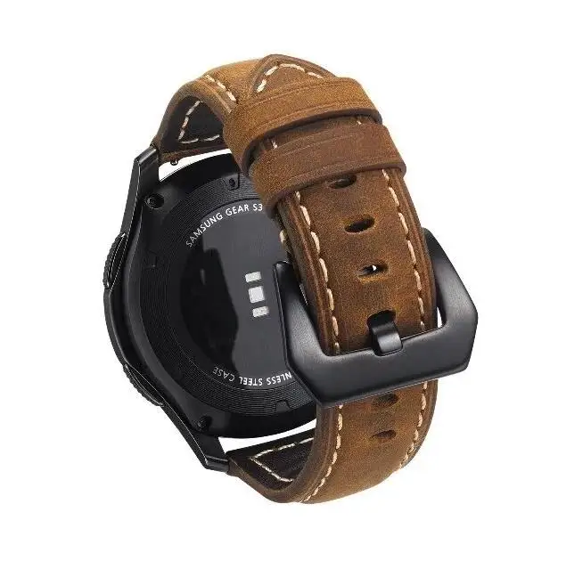 Ремешок из натуральной кожи для huawei gt 2 amazfit bip классический браслет Samsung Gear sport S3