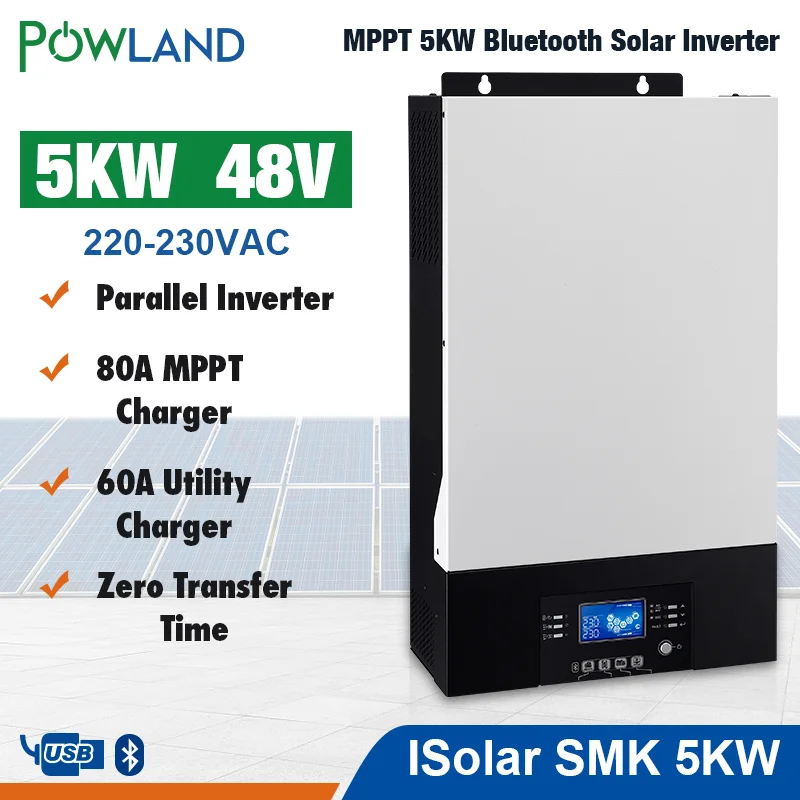 Bluetooth 5000w параллельное инвертор 220V 48v солнечный 80A MPPT регулятором солнечного