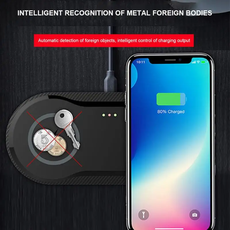 Беспроводное зарядное устройство 30 Вт для IPhone 12 11 XS XR X 8 AirPods Pro Samsung S20 S10 S9 15 Двойная