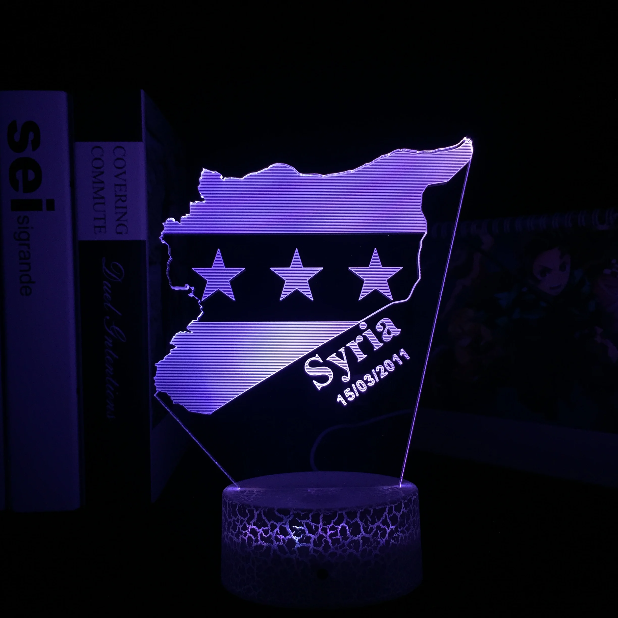 

Syria National Fla 3D LED Night Light for Birthday Gift Room Atmosphere Decor Light Touch Remote Contro Colorful Acrylic Lamp