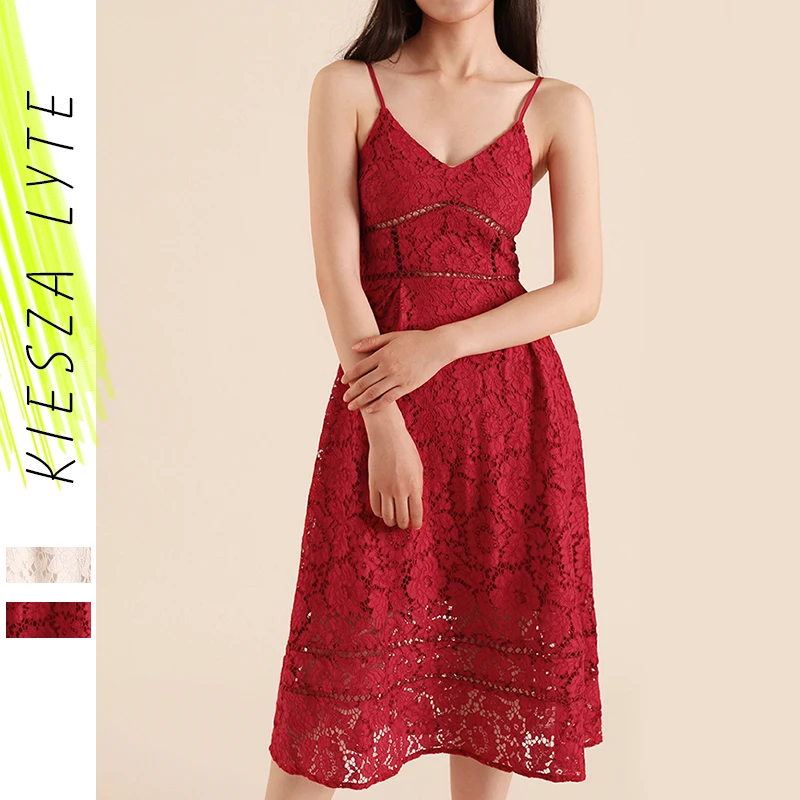 Белое Кружевное Платье женское вязанное крючком с v-образным вырезом бретельками