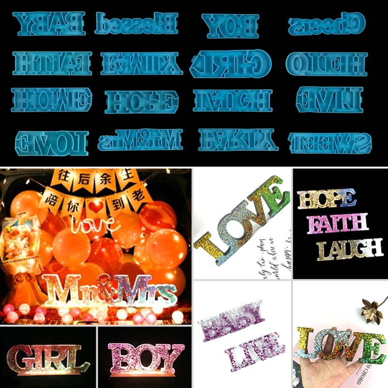 

1 Pc Large Letter Resin Silicone Molds for Epoxy Resin Art Family Word Sign Molds Party Decor DIY Craft Making Ornaments