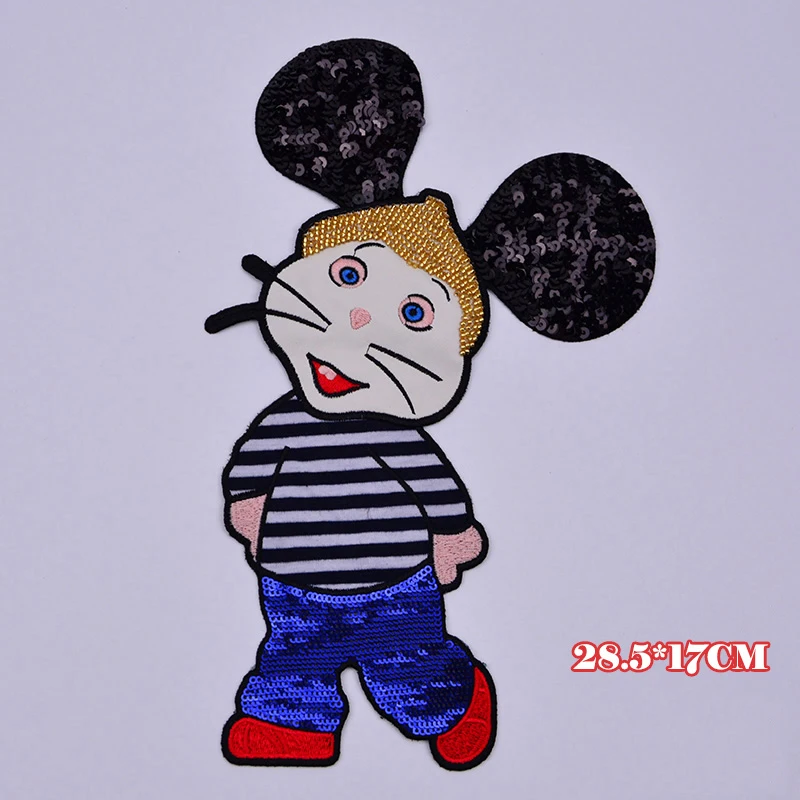 Микки Маус блестки вышитая бисером нашивка стильная мультяшная крыса