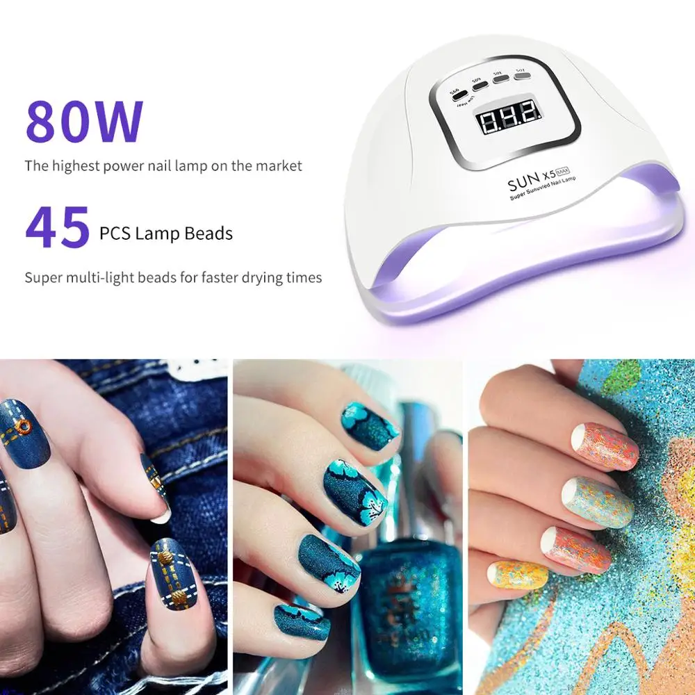 

80W Nail Dryer For Nail LED UV Lamp 80W uv light Lamp For Manicure LCD Display Drying All Gels Nail Polish Nail Art Tools