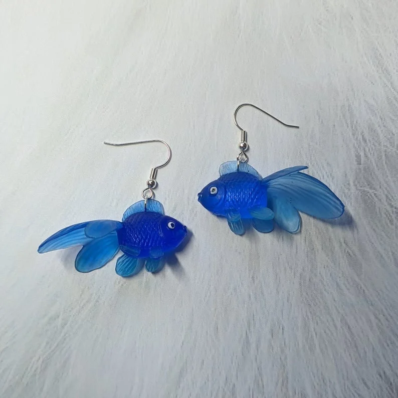 

Multicolor Plastic Goldfish Earrings // Funky earrings // quirky earrings // fidget earrings