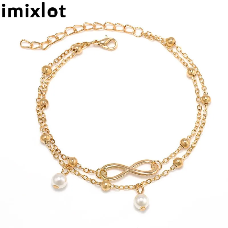 Imixlot простые двойные стразы титановый браслет розовое золото двойная круглая