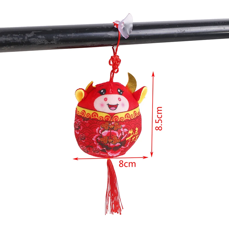 

Year of The Bull 2021 Souvenirs Strap Cow Doll Soft Plush Stuffed Calf Ox New Year Decoration Pendant Kids Toys for Children Fun