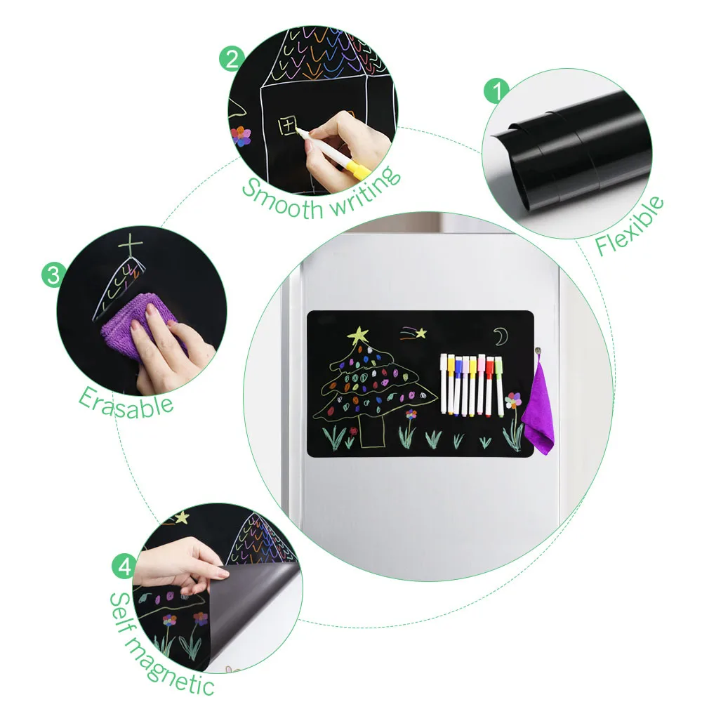 Магнитная стираемая доска лист черная для письма сообщения календарь кухонная