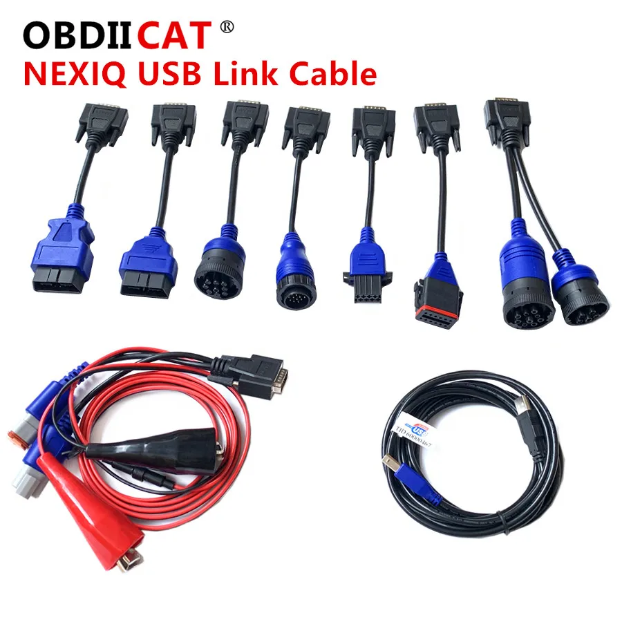 

OBDIICAT USB Link Full set Cables For Ne-xiq-2 Truck 125032 Add Bluetooth Heavy Duty Truck Diagnostic Tool Cables