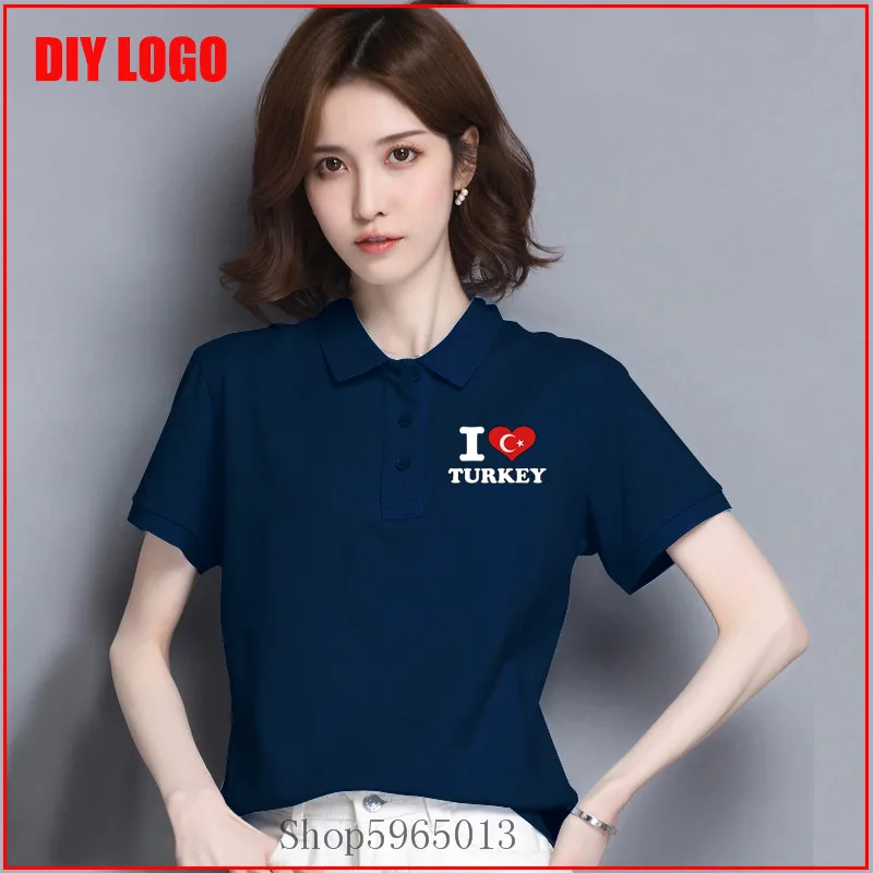 Женская хлопковая Футболка-поло с коротким рукавом и принтом I love Heat | одежда